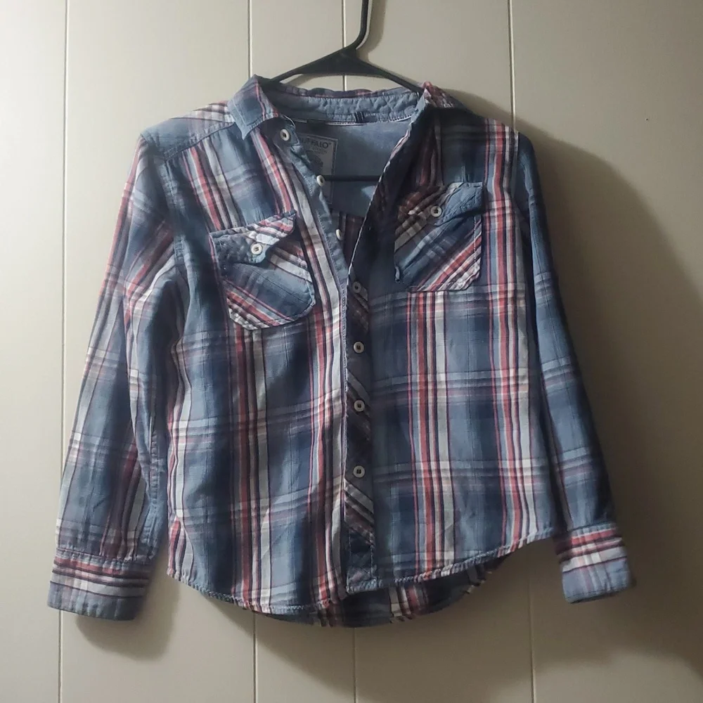 Buffalo David Bitton cotton plaid womens size small button down‎ shirt - Picture 12 of 12